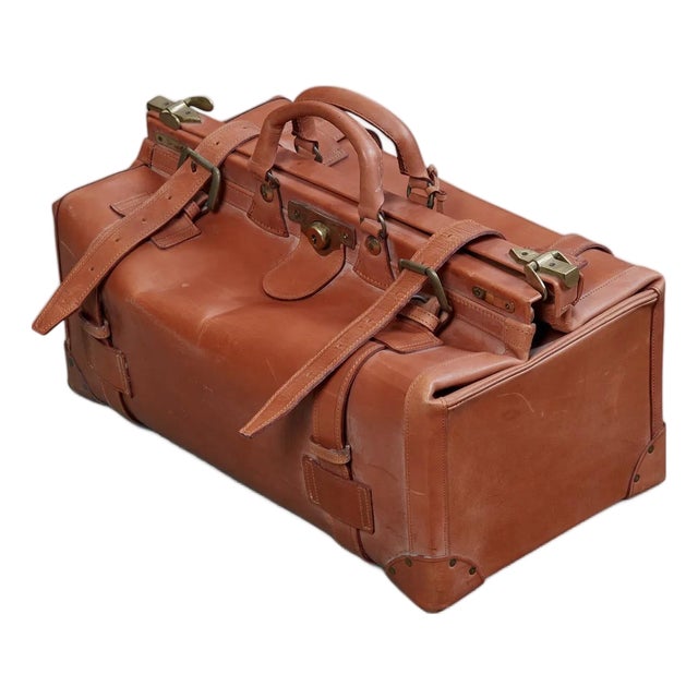 Swaine & Adeney Vintage English Cognac Leather Gladstone Travel Bag – Royal Warrant, Keys & Brass Hardware For Sale