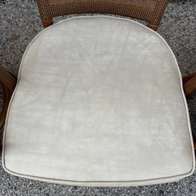 Brown Vintage Hollywood Regency Bentwood Rattan Bamboo Swivel Chair Dining Set - 5 PCS For Sale - Image 8 of 18