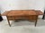 Louis xvi style desk in walnut and veneer four turned, fluted legs with bronze rings and sabots four drawers in the front...