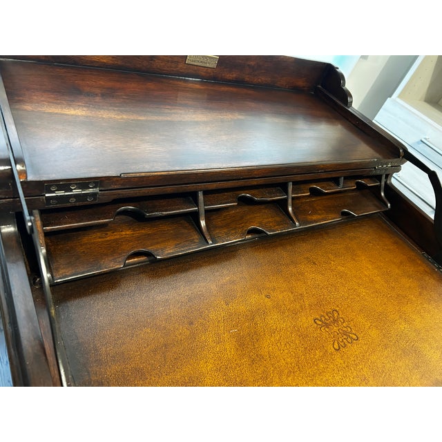 Theodore Alexander Kaye Campaign Flip-Top Desk With Leather Writing Surface For Sale - Image 12 of 15