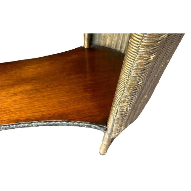 Art Deco Antique 1920s Lloyd Loom Wicker and Cherry or Walnut Console Table For Sale - Image 3 of 7