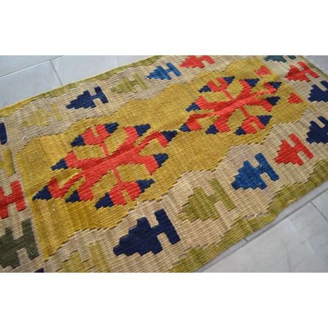 Textile 1990s Turkish Rug Hand-Woven Mini Kilim Rug - 2' X 3'8" For Sale - Image 7 of 10
