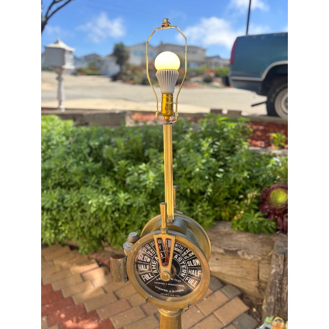 Antique Early 20th Century Original Maritime Order Telegraph Modified Floor Lamp For Sale - Image 9 of 10