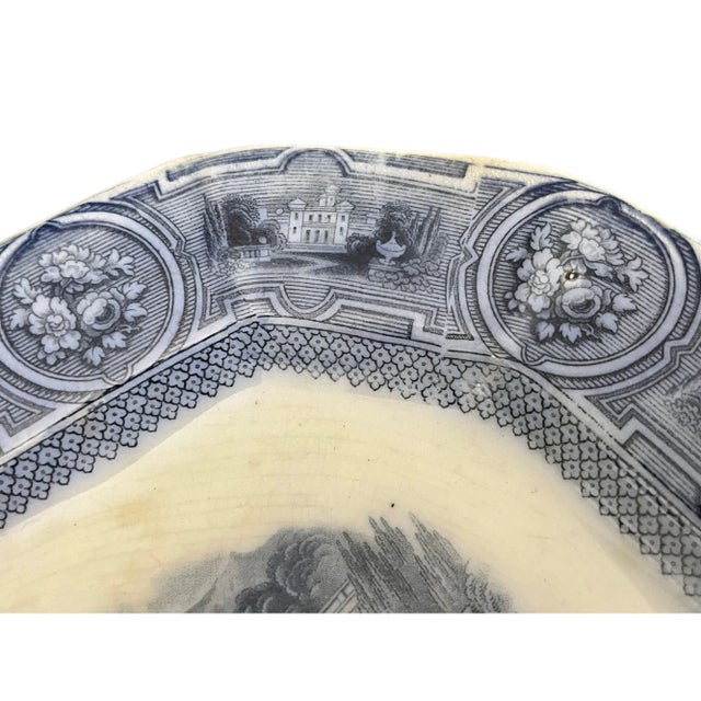 Antique Wedgwood Pearl Stoneware Platter “California” Scene, C. 1875 – Blue & White Transferware For Sale - Image 9 of 10