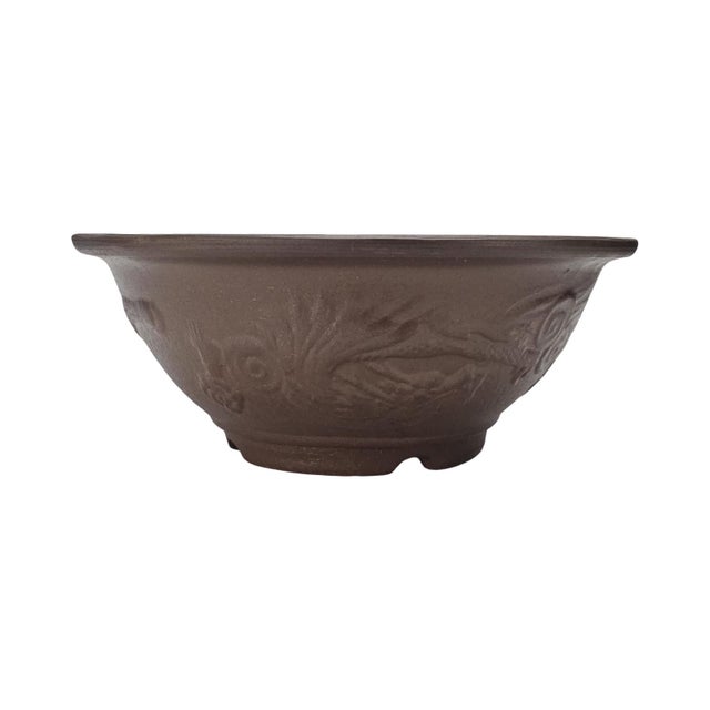 Japanese Tokoname Style Dragon Relief Bonsai Pot 13.5" For Sale - Image 4 of 11
