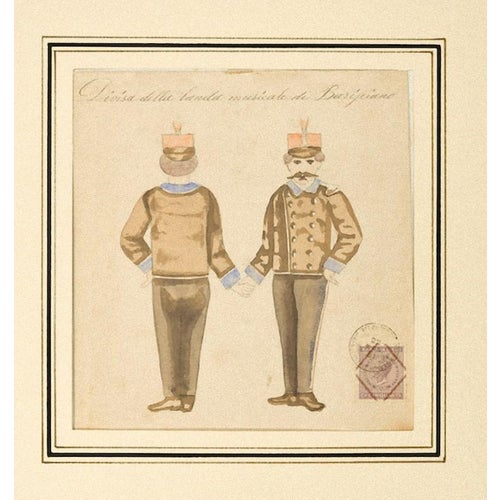 Unknown, Musicians Composition, 19th Century, Watercolor For Sale