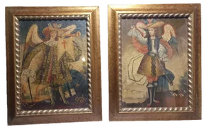 Harquebusier Angels, 1960s, Oil on Canvas Paintings, Framed, Set of 2