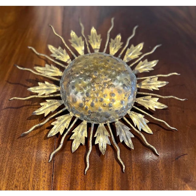Early 20th Century Early 20th Century French Starburst Flush Mount For Sale - Image 5 of 6