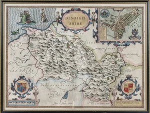 17th Century Map of Denbighshire by John Speed, 1610s