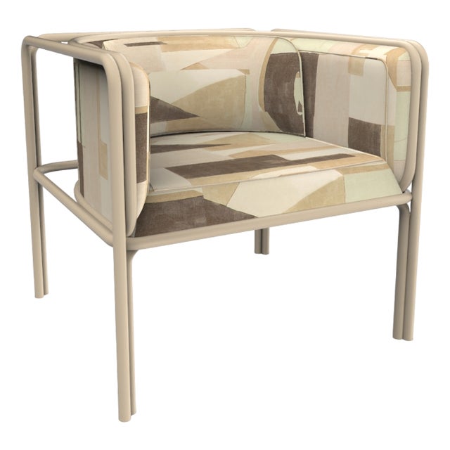Collector AZ1 Armchair in Silt Fabric and Beige Lacquered Metal by Francesco Zonca For Sale
