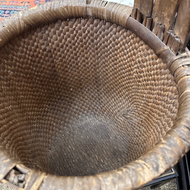 Antique Chinese Woven Bent Handled Fishing Basket For Sale In Orlando - Image 6 of 9