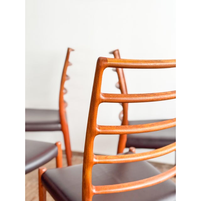 Mid-Century Danish Model 82 Embassy Chairs in Teak and Leather by Niels O. Møller for J. L. Mollers, Set of 6 For Sale - Image 13 of 18
