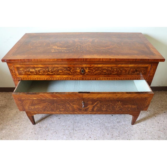 Wood Louis XV Inlaid Dresser, Lombardy, Late 18th Century For Sale - Image 7 of 15