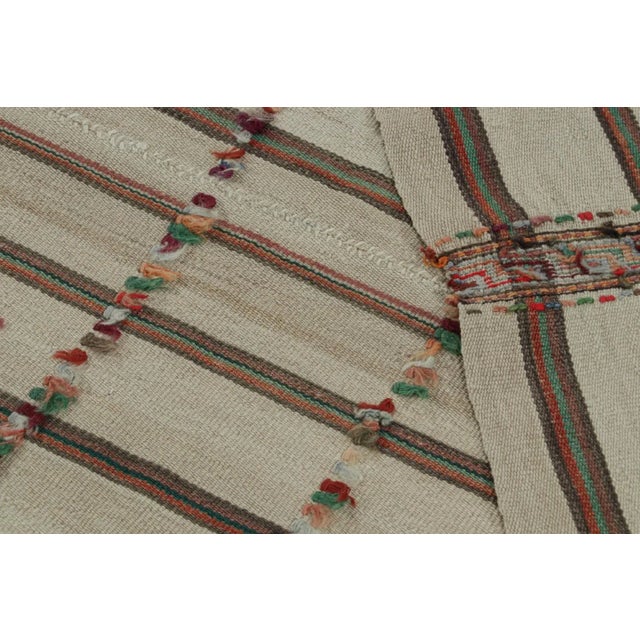 Textile 1950s Vintage Afghani Tribal Kilim Textural Rug With Stripes For Sale - Image 7 of 7
