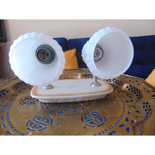 Vintage Mirostowice Ceramic Double Wall Lamp, 1960s For Sale - Image 4 of 8