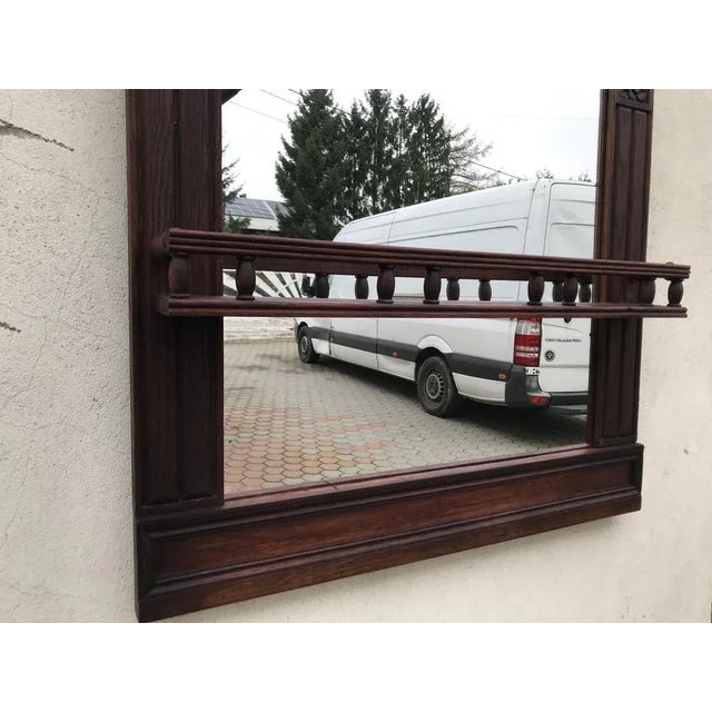 1920s Art Deco Style Shelf Mirror with Oak Frame, 1920s For Sale - Image 5 of 13