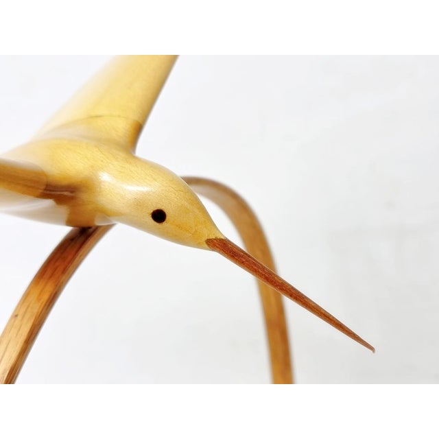 Vintage 1990s Hand Carved Wood Hummingbird Sculpture - l.s. "Mac" McLaughlin For Sale - Image 10 of 16