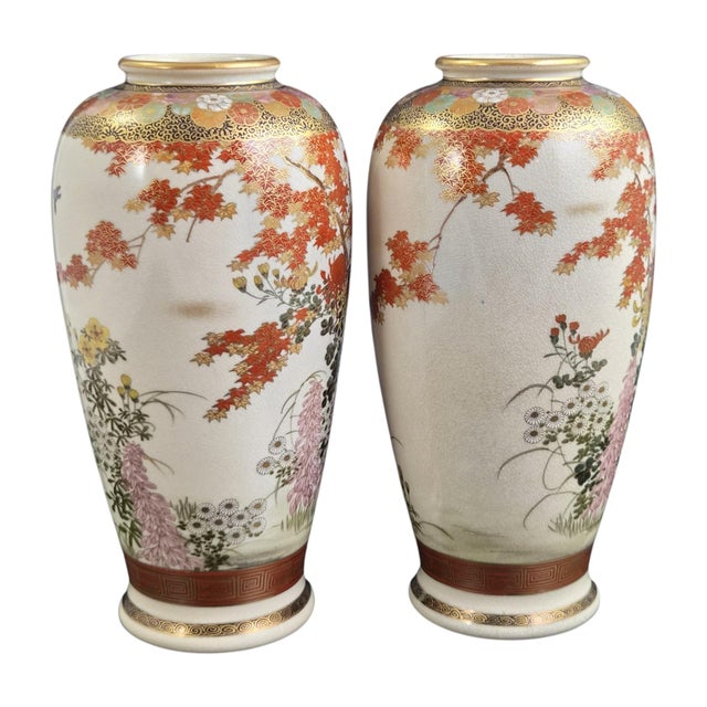 Large Late Meiji Satsuma Vases by Maruni, Set of 2 For Sale - Image 6 of 16