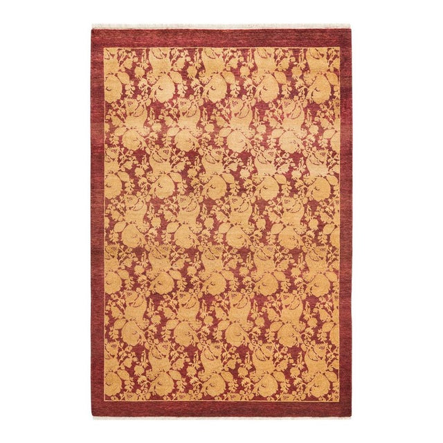 Mogul Collection Hand-Knotted Area Rug - Red 4' 2" x 6' 1" For Sale - Image 9 of 9