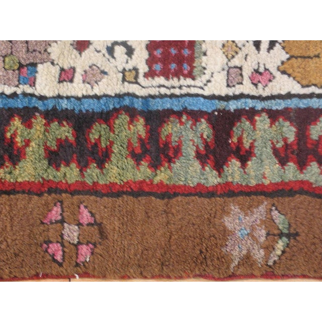 1890s Brown Diamond Medallion Antique Persian Serab Rug 3'6" X 12'8" Handknotted Wool Carpet For Sale - Image 4 of 5