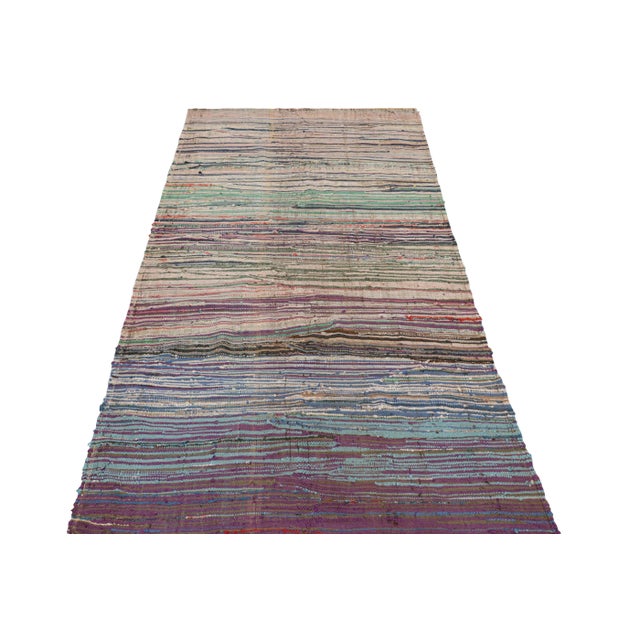 1950s Vintage Moroccan Kilim Rug in Polychromatic Stripes, From Rug & Kilim For Sale - Image 5 of 7