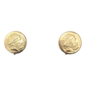 Vintage Signed Napier Goldtone Dionysus Clip Earrings, 1980-2 Pieces