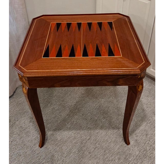 Vintage F.lli Jannuzzi Sorrento Italian Marquetry 5-in-1 Game Table Set With 4 Chairs For Sale - Image 10 of 18