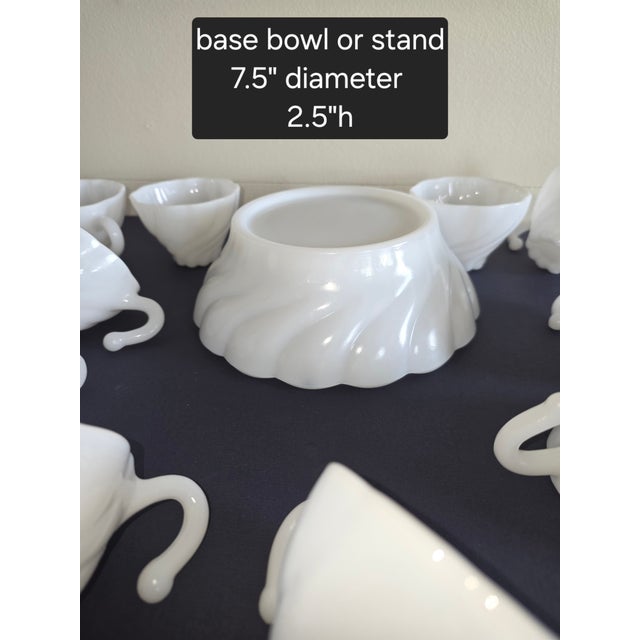 Glass Milk Glass Swirl Pattern Punch Set For Sale - Image 7 of 16