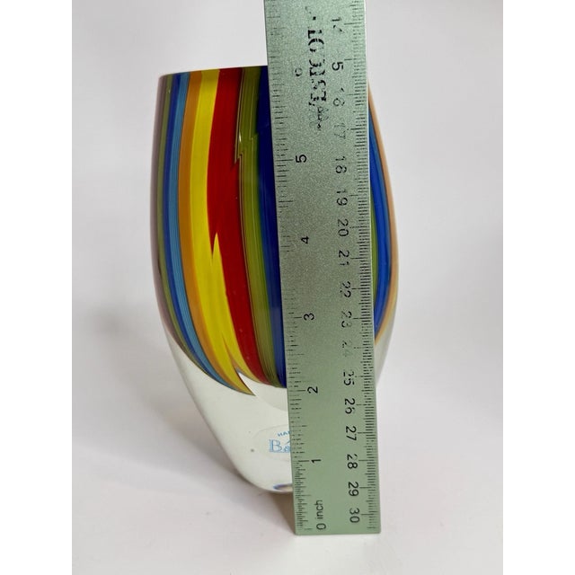 Glass Vintage MCM Badash Crystal 6 In. Rainbow Murano Style Art Glass Vase For Sale - Image 7 of 8