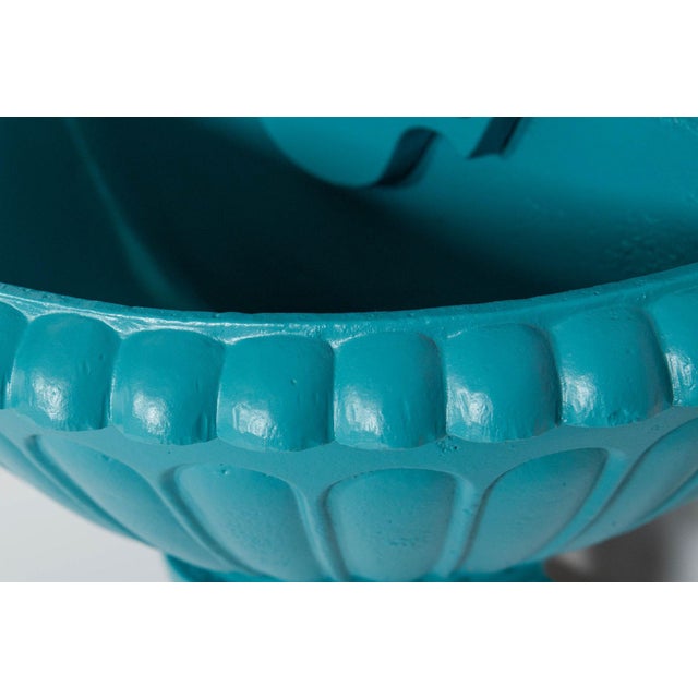 Antique Cast Iron Wall-Mounted Teal Painted Garden Fountain With Lion Mask For Sale - Image 18 of 18