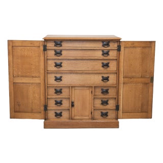 Large Arts & Crafts Cotswold School Oak Enclosed Chest of Drawers, 1906 For Sale