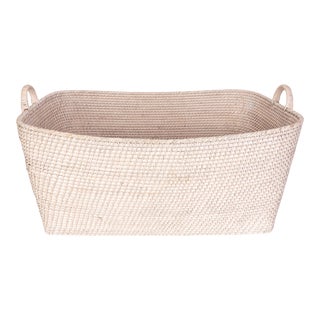 Artifacts Saboga Home Everything Basket with Hoop Handles in White Wash - 31" For Sale