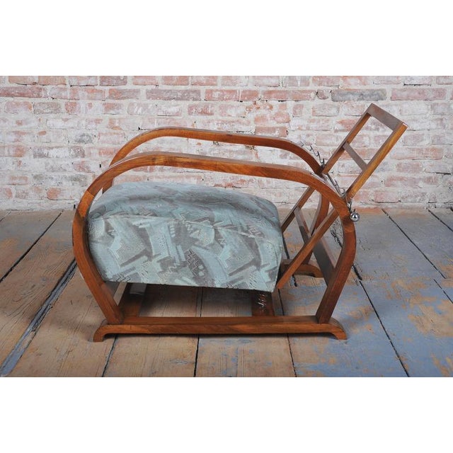 Czech Art Deco Walnut and Chrome Reclining Armchair, 1930s For Sale - Image 16 of 18