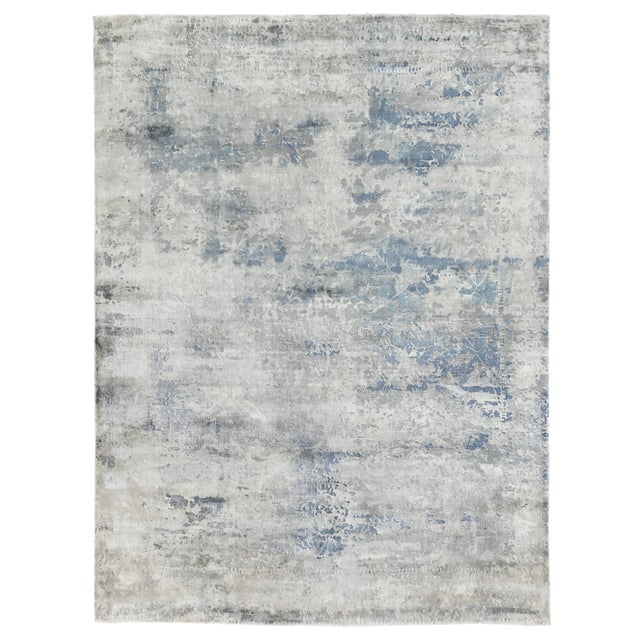Wood Exquisite Rugs Newport Hand loom Bamboo/Silk Sky/Multi Rug-12'x15' For Sale - Image 7 of 7