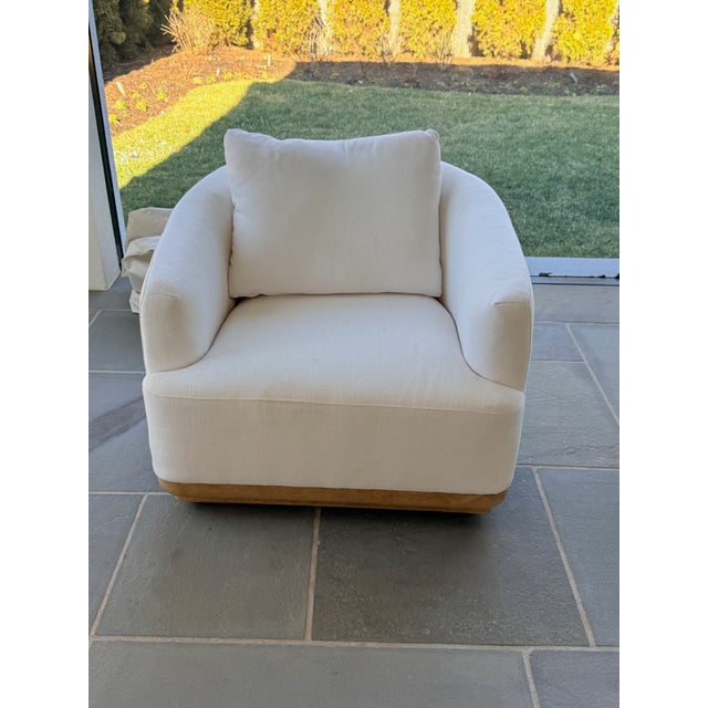 Pair of Rh Oslo Teak Swivel Outdoor Lounge Chairs For Sale In Washington DC - Image 6 of 8