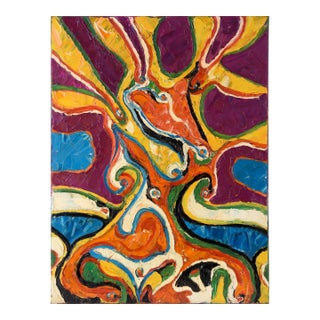 Heavily Textured Abstract Expressionist Composition in Oil on Canvas by Harald Dry Schmidt For Sale