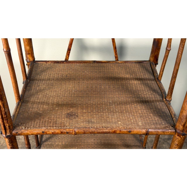 Brown Diminutive Antique Bamboo Etagere Small 3 Shelf Bookshelf For Sale - Image 8 of 11