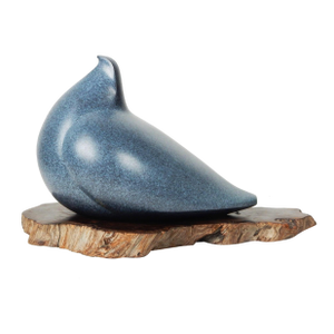 Modernist Bronze Bird Sculpture on Wood Slab Plinth