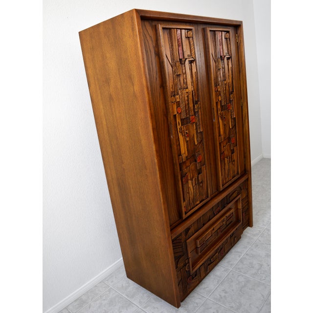 Brown Mid Century Brutalist Style Lane Pueblo Armoire For Sale - Image 8 of 13