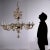 Murano chandelier in blown glass, 12 lights; It has small breaks. This piece is attributed to the mentioned...