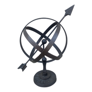 Vintage English Country Iron Black Garden Armillary Sundial