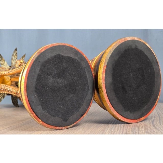 Pair of Neoclassical Style Gilt Ram's Head & Feet Candle Holders For Sale - Image 13 of 14