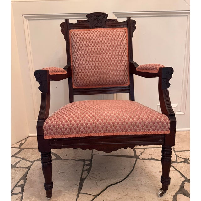 Wood Antique American Victorian Eastlake Carved Walnut 3-Piece Parlor Suite For Sale - Image 7 of 7