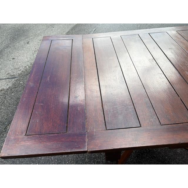 Solid Oak English 1930s Barley Twist Draw Leaf Table. For Sale - Image 4 of 6