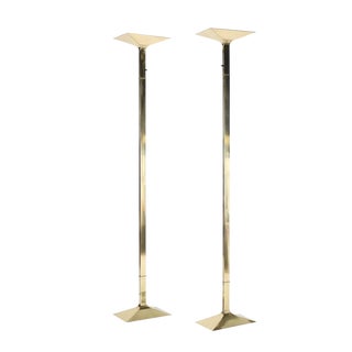 1970s Brass Torchiere Floor Lamps - a Pair For Sale