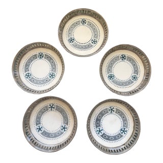 Vintage Edwardian Style Silverplate & Porcelain Coasters - Set of 5 For Sale