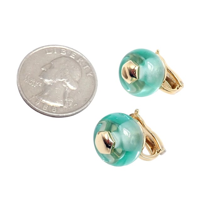 Metal Vintage Marina B Yellow Gold Pneu Crystal Earrings, A Pair For Sale - Image 7 of 14