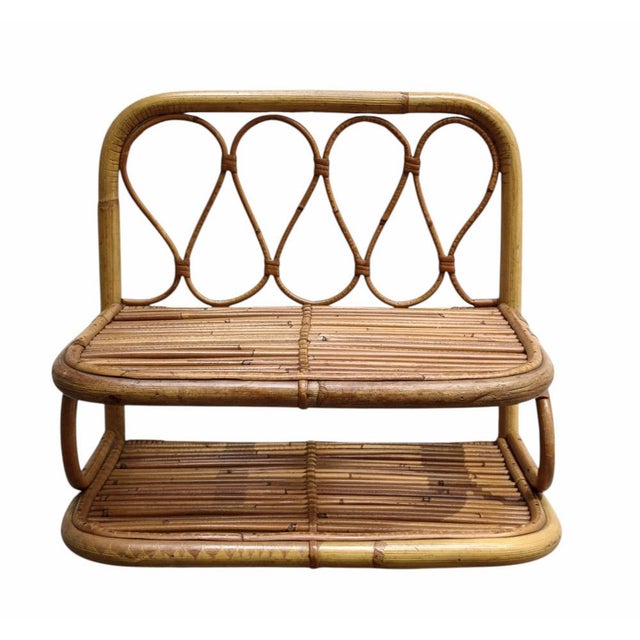Hand-Crafted Rattan and Bamboo Wall Shelf, Italy, 1960s For Sale - Image 6 of 7