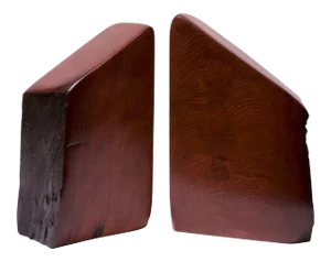 Midcentury American Modern Live Edge Trapezoidal Douglas Fir Bookends - A Pair