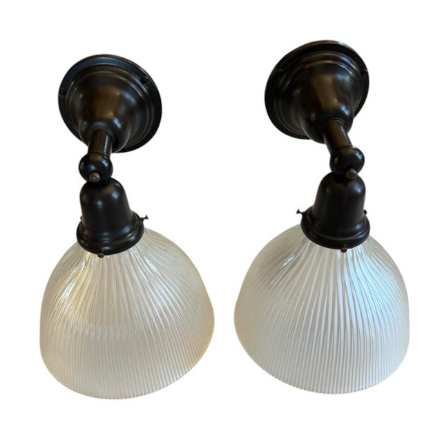 1920s 1920s Large Signed Holophane Wall Sconces - a Pair For Sale - Image 5 of 10
